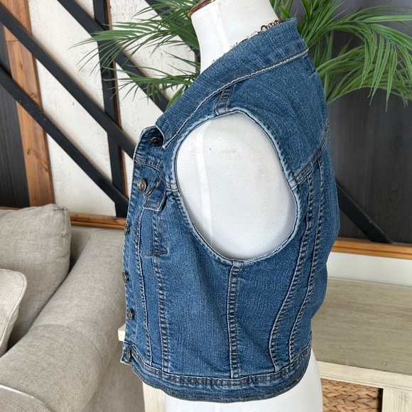 🥇 Vintage Chic Denim Architect Sleeveless Jean Vest size medium - Picture 5 of 9